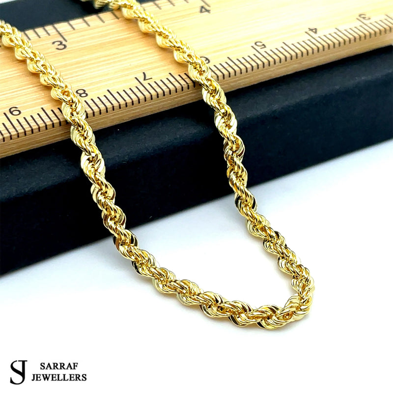 Rope Necklace 9ct Yellow Gold Chain | Shop Online Sarraf Jewellers - Sarraf Jewellers