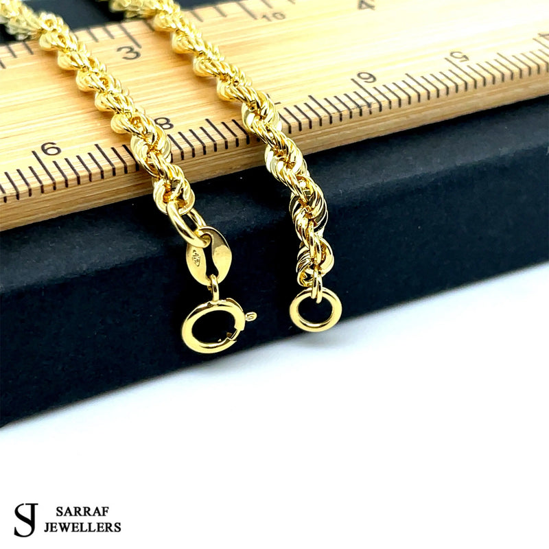 Rope Necklace 9ct Yellow Gold Chain | Shop Online Sarraf Jewellers - Sarraf Jewellers