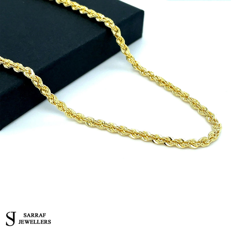 Rope Necklace 9ct Yellow Gold Chain | Shop Online Sarraf Jewellers - Sarraf Jewellers