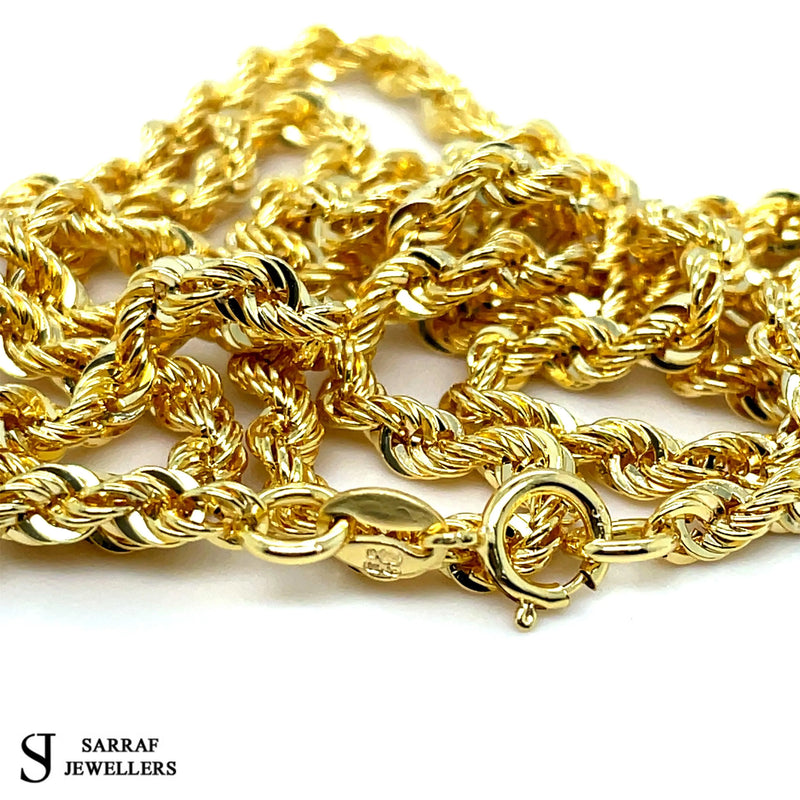 Rope Necklace 9ct Yellow Gold Chain | Shop Online Sarraf Jewellers - Sarraf Jewellers