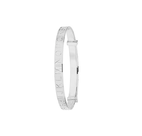 Silver Baby Bangle Alphabet Diamond Cut Expandable | Sarraf Jewellers UK - Sarraf Jewellers