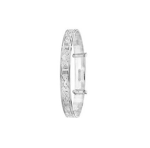 Silver Baby Bangle Celtic Diamond Cut Expandable | Sarraf Jewellers UK - Sarraf Jewellers