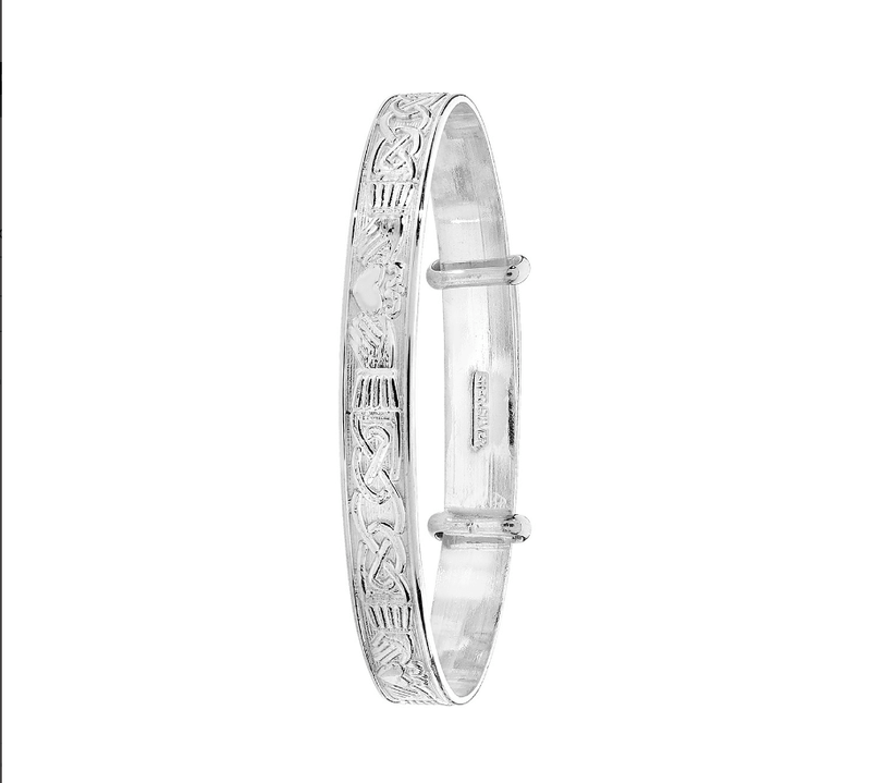 Silver Baby Bangle Celtic Diamond Cut Expandable | Sarraf Jewellers UK - Sarraf Jewellers