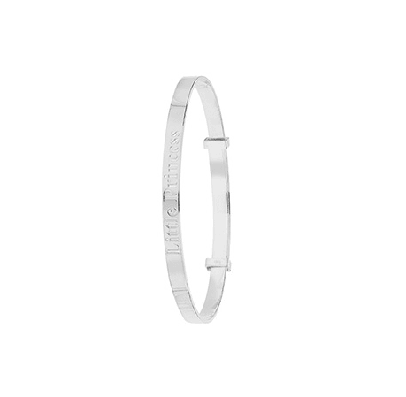 Silver Baby Bangle Little Princess Pattern Diamond Cut Expandable | Sarraf Jewellers UK - Sarraf Jewellers