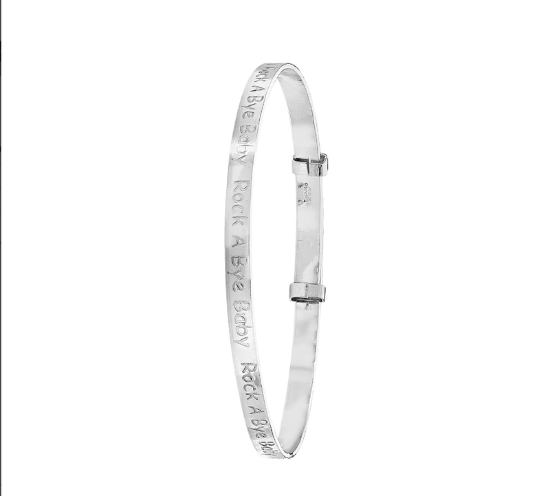 Silver Baby Bangle Rock A Bye Baby Exbandable | Sarraf Jewellers UK - Sarraf Jewellers