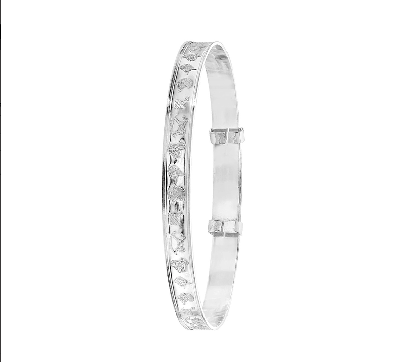 Silver Baby Bangle Toys Diamond Cut Expandable | Sarraf Jewellers UK - Sarraf Jewellers