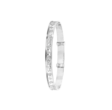 Silver Baby Bangle Toys Diamond Cut Expandable | Sarraf Jewellers UK - Sarraf Jewellers