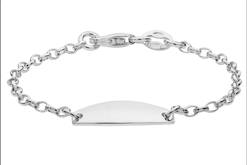 Silver Baby Belcher ID Bracelet Oval Design Free Engrave | Shop Online Sarraf Jewellers UK - Sarraf Jewellers