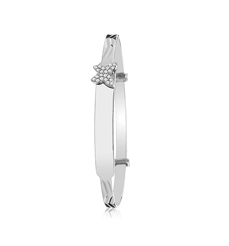 Silver Baby Butterfly Bangle Diamond Cut Simulated Diamond Expandable | Shop Online Sarraf Jeweller UK - Sarraf Jewellers