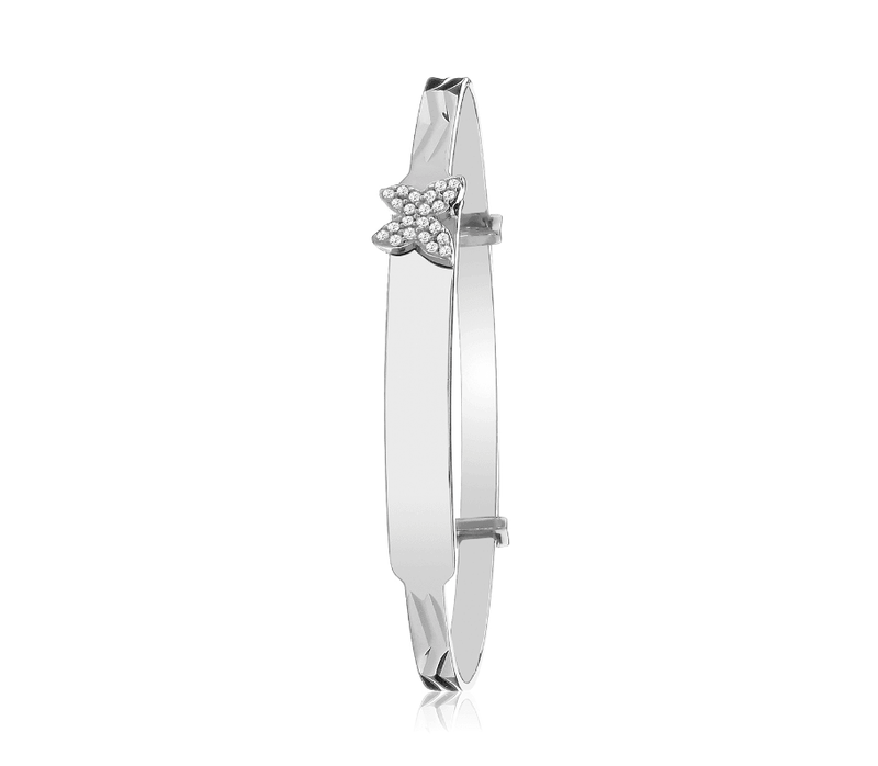 Silver Baby Butterfly Bangle Diamond Cut Simulated Diamond Expandable | Shop Online Sarraf Jeweller UK - Sarraf Jewellers