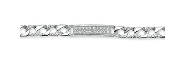 Silver Baby Cast Link ID Bracelet CZ Simulated Diamond Design | Shop Online Sarraf Jewellers UK - Sarraf Jewellers