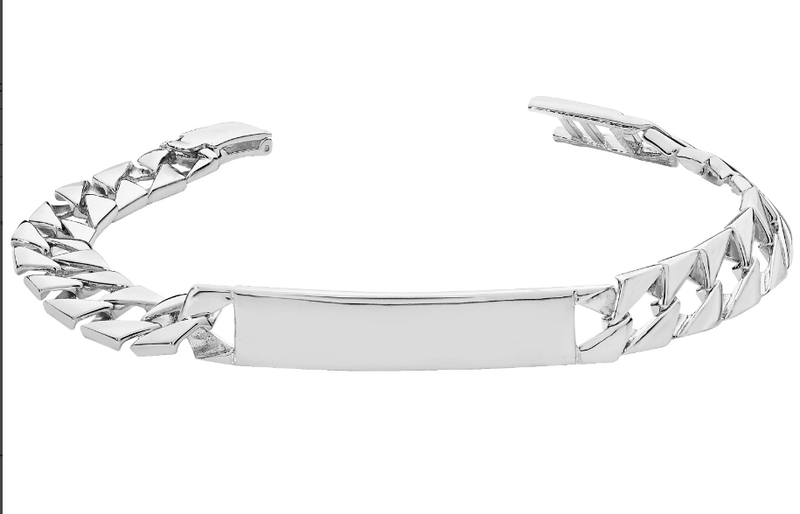 Silver Baby Cast Link ID Bracelet Plain Design Free Engraving | Shop Online Sarraf Jewellers UK - Sarraf Jewellers