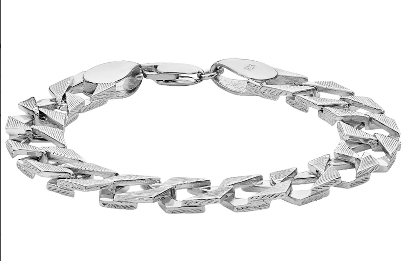 Silver Baby Cast London Link Bracelet Diamond Cut Design | Shop Online Sarraf Jewellers UK - Sarraf Jewellers