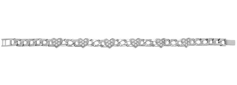 Silver Baby Cast London Link Heart Bracelet CZ Simulated Diamond Design | Shop Online Sarraf Jewellers UK - Sarraf Jewellers