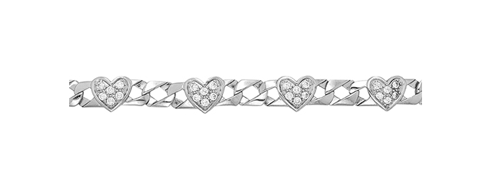 Silver Baby Cast London Link Heart Bracelet CZ Simulated Diamond Design | Shop Online Sarraf Jewellers UK - Sarraf Jewellers