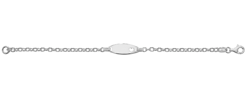 Silver Baby Cut Out Cable Link ID Bracelet Oval Design Free Engraving | Shop Online Sarraf Jewellers UK - Sarraf Jewellers