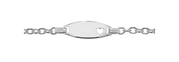 Silver Baby Cut Out Cable Link ID Bracelet Oval Design Free Engraving | Shop Online Sarraf Jewellers UK - Sarraf Jewellers