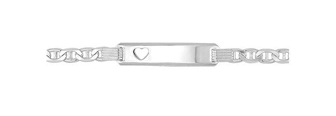 Silver Baby Cut Out Heart Anchor Link ID Bracelet Free Engraving | Shop Online Sarraf Jewellers UK - Sarraf Jewellers