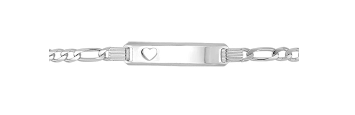 Silver Baby Cut Out Heart Figaro Link ID Bracelet Free Engraving | Shop Online Sarraf Jewellers UK - Sarraf Jewellers