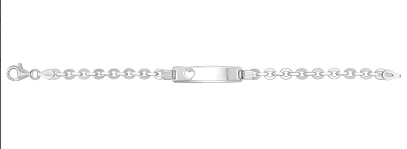 Silver Baby Cut Out Heart Trace Link ID Bracelet | Shop Online Sarraf Jewellers UK - Sarraf Jewellers