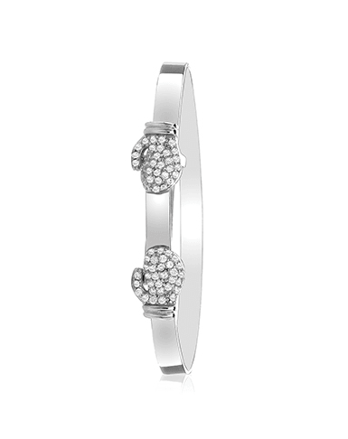 Silver Baby Double Boxing Glove Bangle Simulated Diamond Design DC Expandable | Shop Online Sarraf Jewellers UK - Sarraf Jewellers