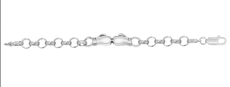 Silver Baby Double Boxing Glove Belcher Link Bracelet Patterned Design | Shop Online Sarraf Jewellers UK - Sarraf Jewellers