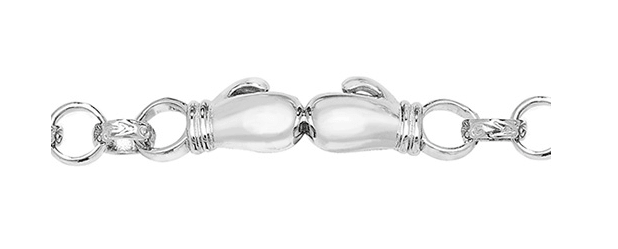 Silver Baby Double Boxing Glove Belcher Link Bracelet Patterned Design | Shop Online Sarraf Jewellers UK - Sarraf Jewellers