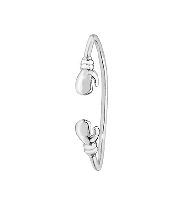 Silver Baby Double Boxing Glove Torc Bangle Plain Design Free Engraving | Shop Online Sarraf Jewellers UK - Sarraf Jewellers