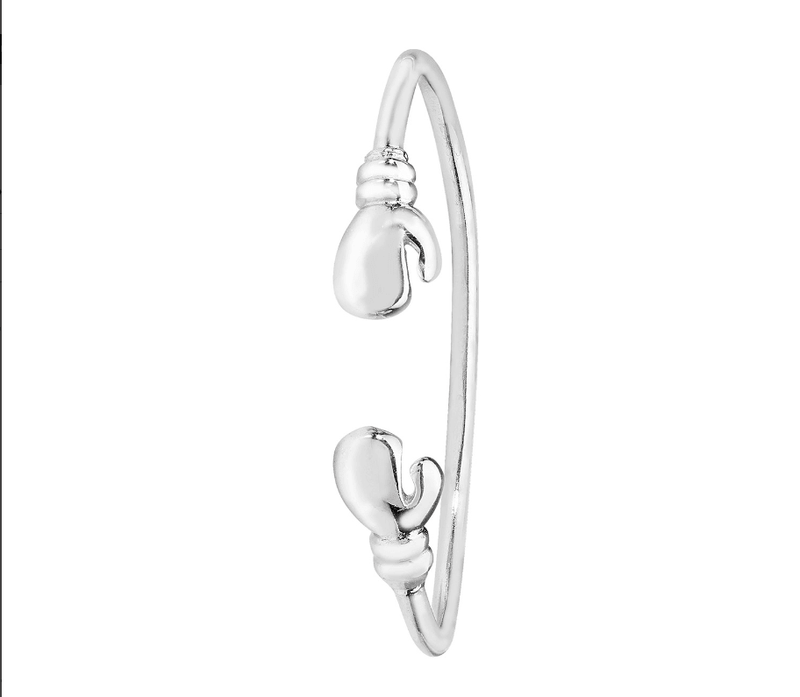 Silver Baby Double Boxing Glove Torc Bangle Plain Design Free Engraving | Shop Online Sarraf Jewellers UK - Sarraf Jewellers