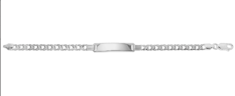 Silver Baby Double Curb Link ID Bracelet Plain Design Free Engraving | Shop Online Sarraf Jewellers UK - Sarraf Jewellers