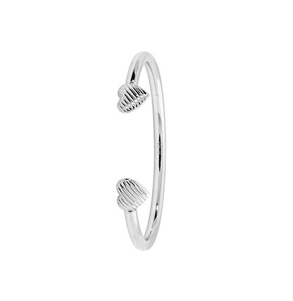 Silver Baby Double Hearts Torc Bangle Plain Design Patterned | Shop Online Sarraf Jewellers UK - Sarraf Jewellers