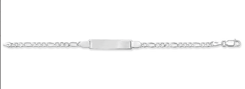 Silver Baby Figaro Link ID Bracelet Plain Design Free Engraving | Shop Online Sarraf Jewellers UK - Sarraf Jewellers