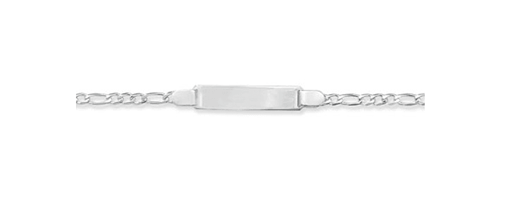 Silver Baby Figaro Link ID Bracelet Plain Design Free Engraving | Shop Online Sarraf Jewellers UK - Sarraf Jewellers