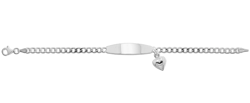 Silver Baby Heart Charm ID Bangle Oval Design | Shop Online Sarraf Jewellers UK - Sarraf Jewellers