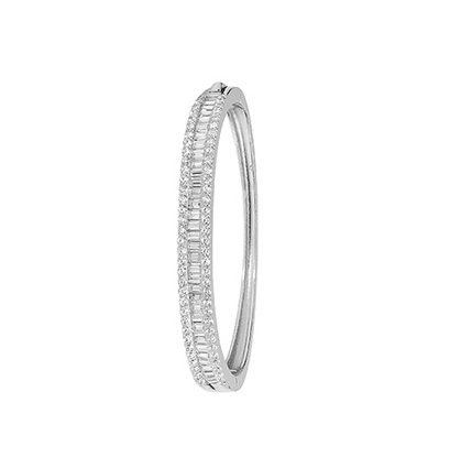 Silver Baby Hinged Oval Bangle CZ Diamond Simulated | Shop Online Sarraf Jewellers UK - Sarraf Jewellers