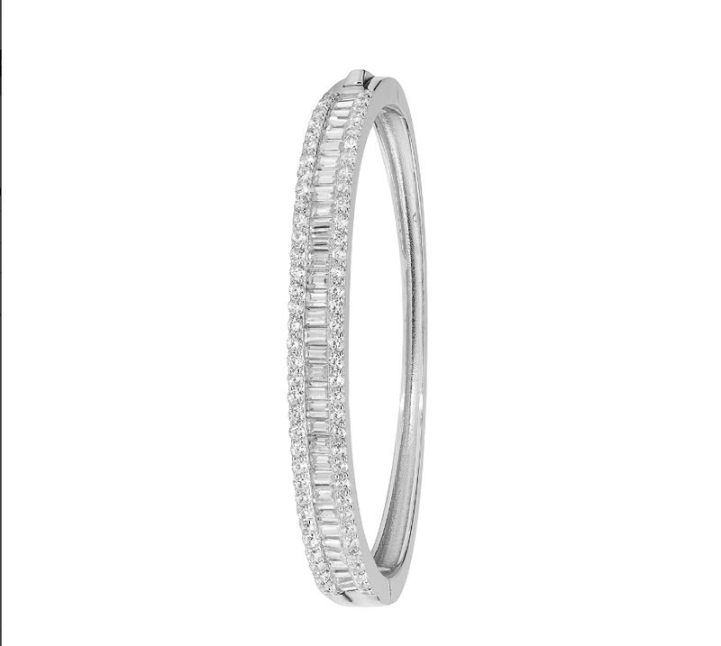 Silver Baby Hinged Oval Bangle CZ Diamond Simulated | Shop Online Sarraf Jewellers UK - Sarraf Jewellers