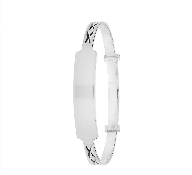 Silver Baby ID Bangle Cross DC Engravable Expandable |Sarraf Jewellers - Sarraf Jewellers