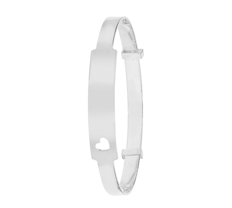 Silver Baby ID Bangle Cut Off Heart Expandable Engravable | Shop Online Sarraf UK - Sarraf Jewellers