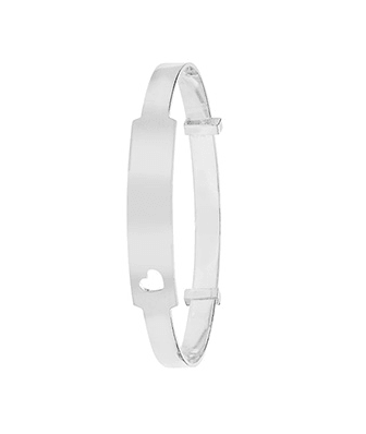 Silver Baby ID Bangle Cut Off Heart Expandable Engravable | Shop Online Sarraf UK - Sarraf Jewellers