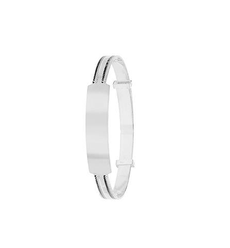 Silver Baby ID Bangle Round Mill Graind Edges Expandable Engravable | Shop Online Sarraf Jewellers UK - Sarraf Jewellers