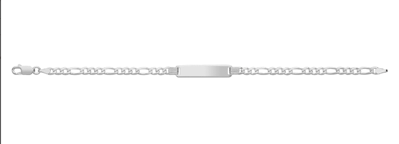 Silver Baby ID Bracelet Figaro Link Plain Design Free Engraving | Shop Online Sarraf Jewellers UK - Sarraf Jewellers