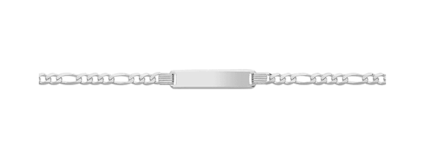 Silver Baby ID Bracelet Figaro Link Plain Design Free Engraving | Shop Online Sarraf Jewellers UK - Sarraf Jewellers