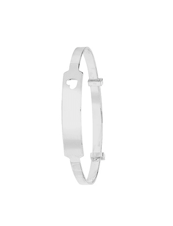 Silver Baby ID Cut Out Heart Bangle Expandable Engravable | Sarraf Jewellers UK - Sarraf Jewellers