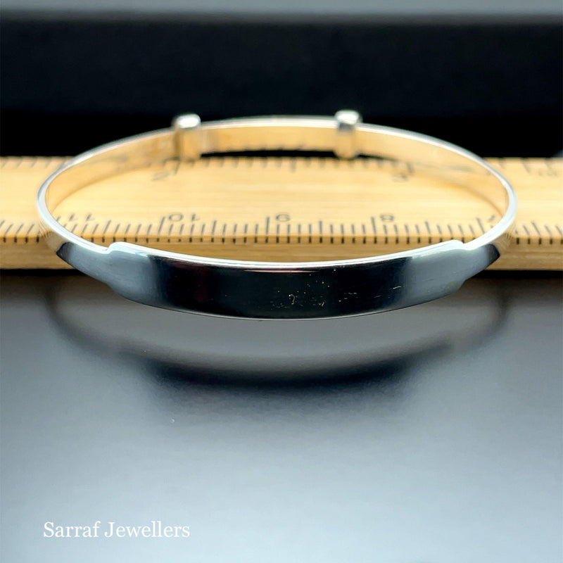 Silver Baby ID Plain Bangle Expandable FREE ENGRAVING | Shop Online Sarraf Jewellers - Sarraf Jewellers