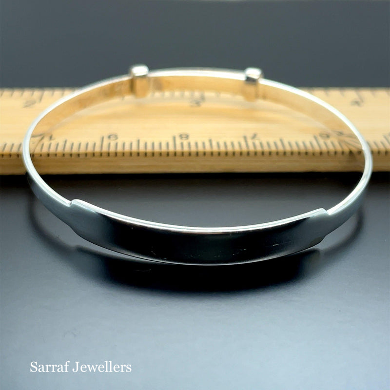 Silver Baby ID Plain Bangle Expandable FREE ENGRAVING | Shop Online Sarraf Jewellers - Sarraf Jewellers