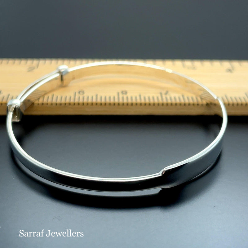 Silver Baby ID Plain Bangle Expandable FREE ENGRAVING | Shop Online Sarraf Jewellers - Sarraf Jewellers