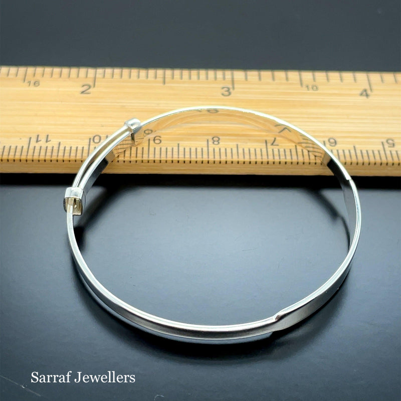 Silver Baby ID Plain Bangle Expandable FREE ENGRAVING | Shop Online Sarraf Jewellers - Sarraf Jewellers