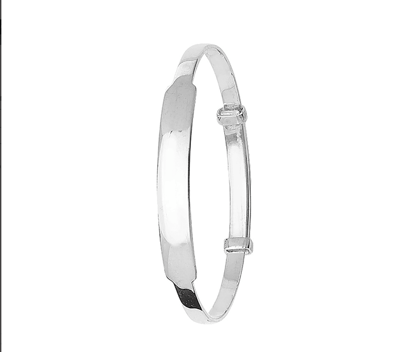 Silver Baby ID Plain Bangle Expandable FREE ENGRAVING | Shop Online Sarraf Jewellers - Sarraf Jewellers