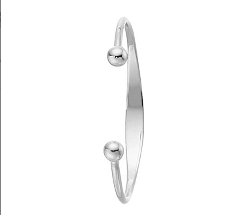 Silver Baby ID Torc Bangle Plain Design Free Engraving | Shop Online Sarraf Jewellers UK - Sarraf Jewellers