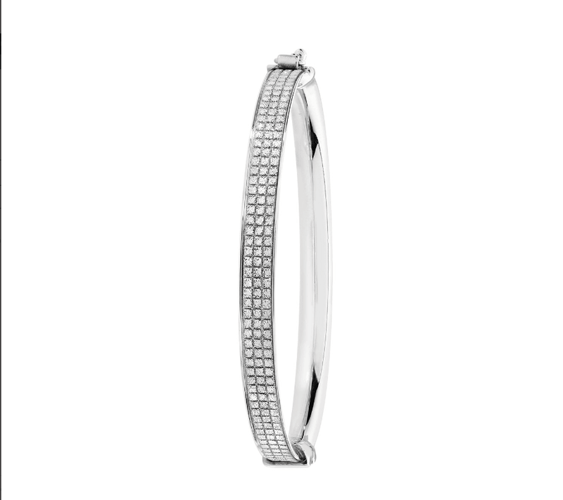 Silver Baby Moondust Hinged Bangle CZ Simulated Diamonds | Shop Online Sarraf Jewellers UK - Sarraf Jewellers